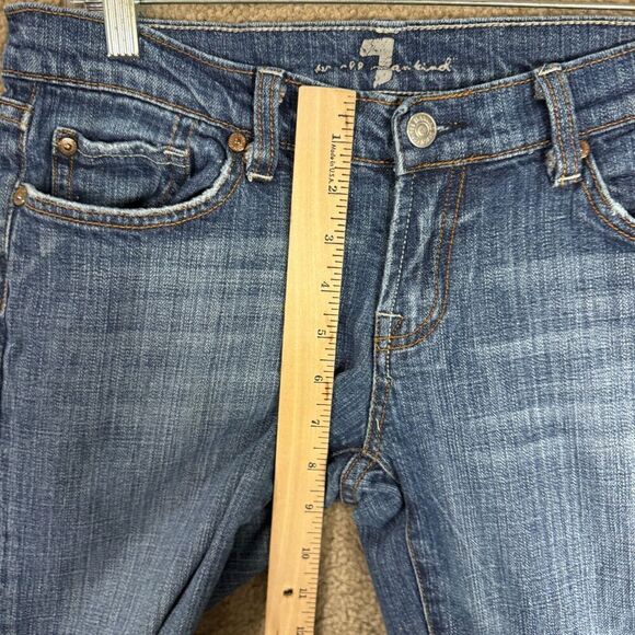 VTG 7 For All Mankind Bootcut Jeans Womens 28 Blue Denim Low Rise Embellished - Picture 6 of 13